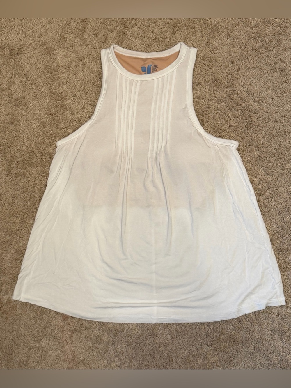 Sleeveless White Pintuck Front Tank Top